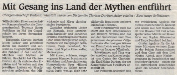 Pressekritik – Romantisches Serenadenkonzert 2006