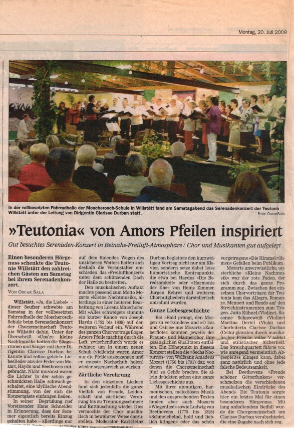 Pressekritik – Serenadenkonzert 2009 "Uns're kleine Nachtmusik"