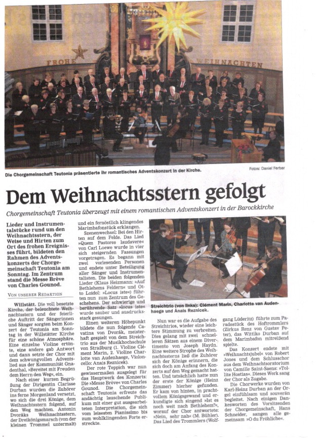 Pressekritik – Adventskonzert 2015