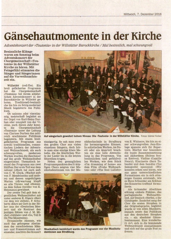 Pressekritik – Adventskonzert 2016
