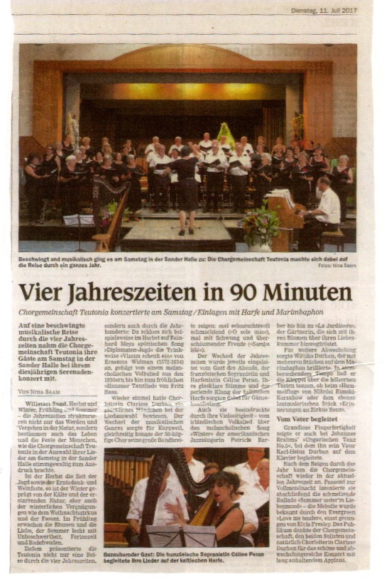 Pressekritik – Serenadenkonzert  - "Quer durch alle Jahreszeiten"