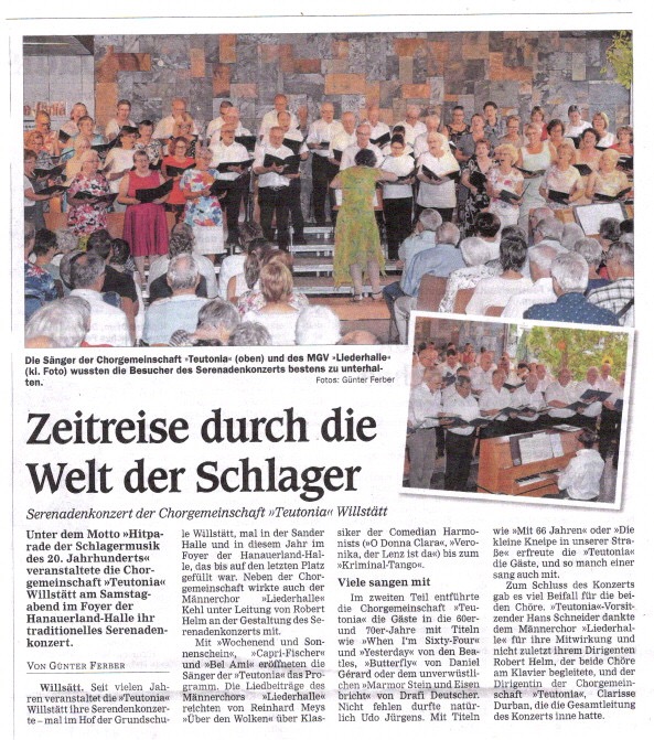 Pressekritik – Serenadenkonzert 2018  - "Hitparade" zu Gast: Männerchor Liederhalle Kehl