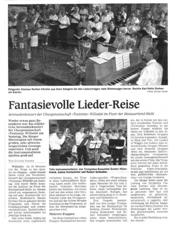 Pressekritik – Serenadenkonzert 2019 - " In 80 Minuten von der Wolga zu den Quellen des Rheins"