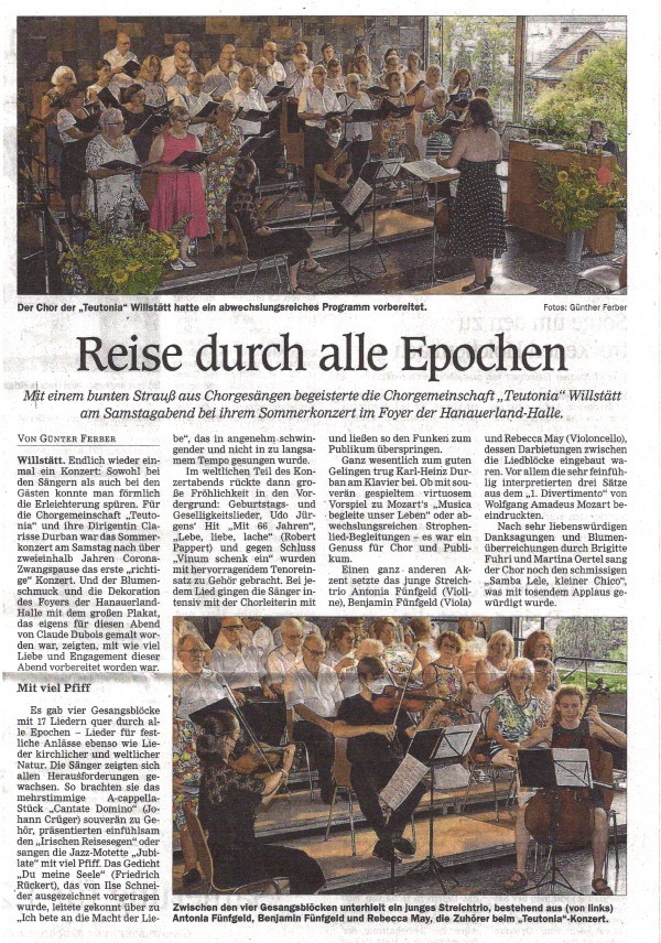 Pressekritik – Sommerkonzert  2022 - "Musica begleite unser Leben"