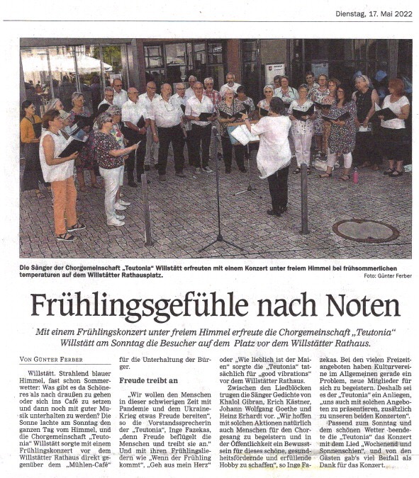 Pressekritik – Frühlingskonzert  2022 -  "Frühlingsgefühle nach Noten"